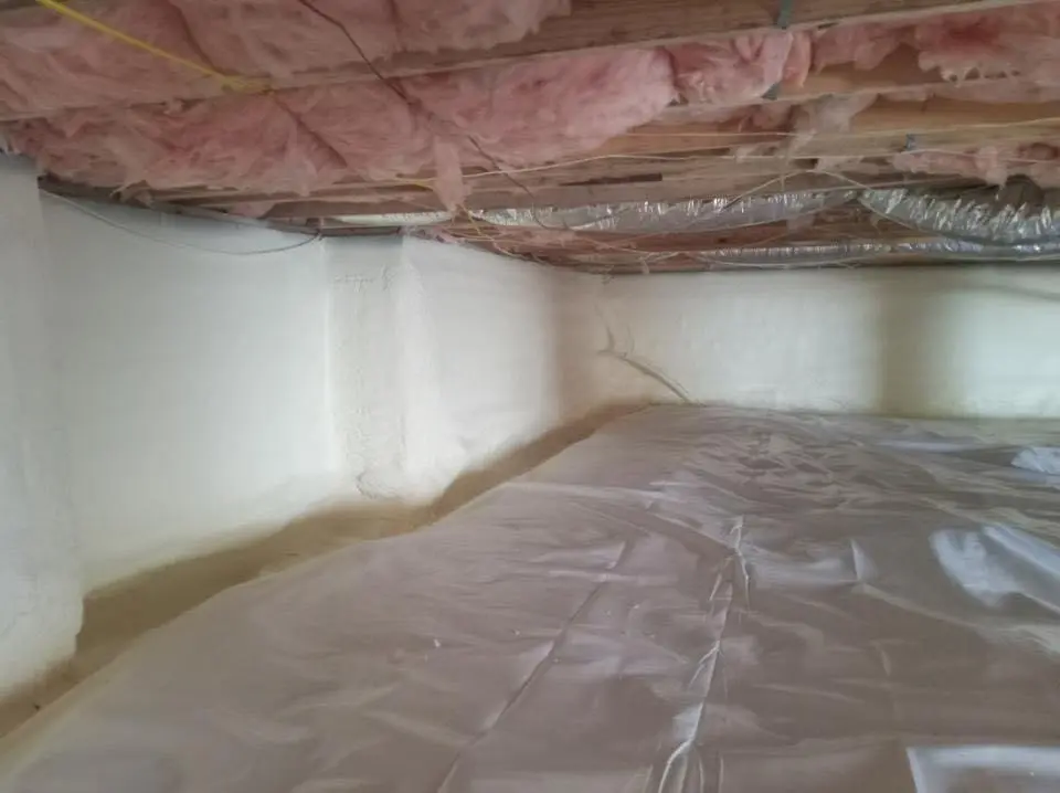 Crawl space encapsulation with closed-cell spray foam for Attic Insulation in Newport